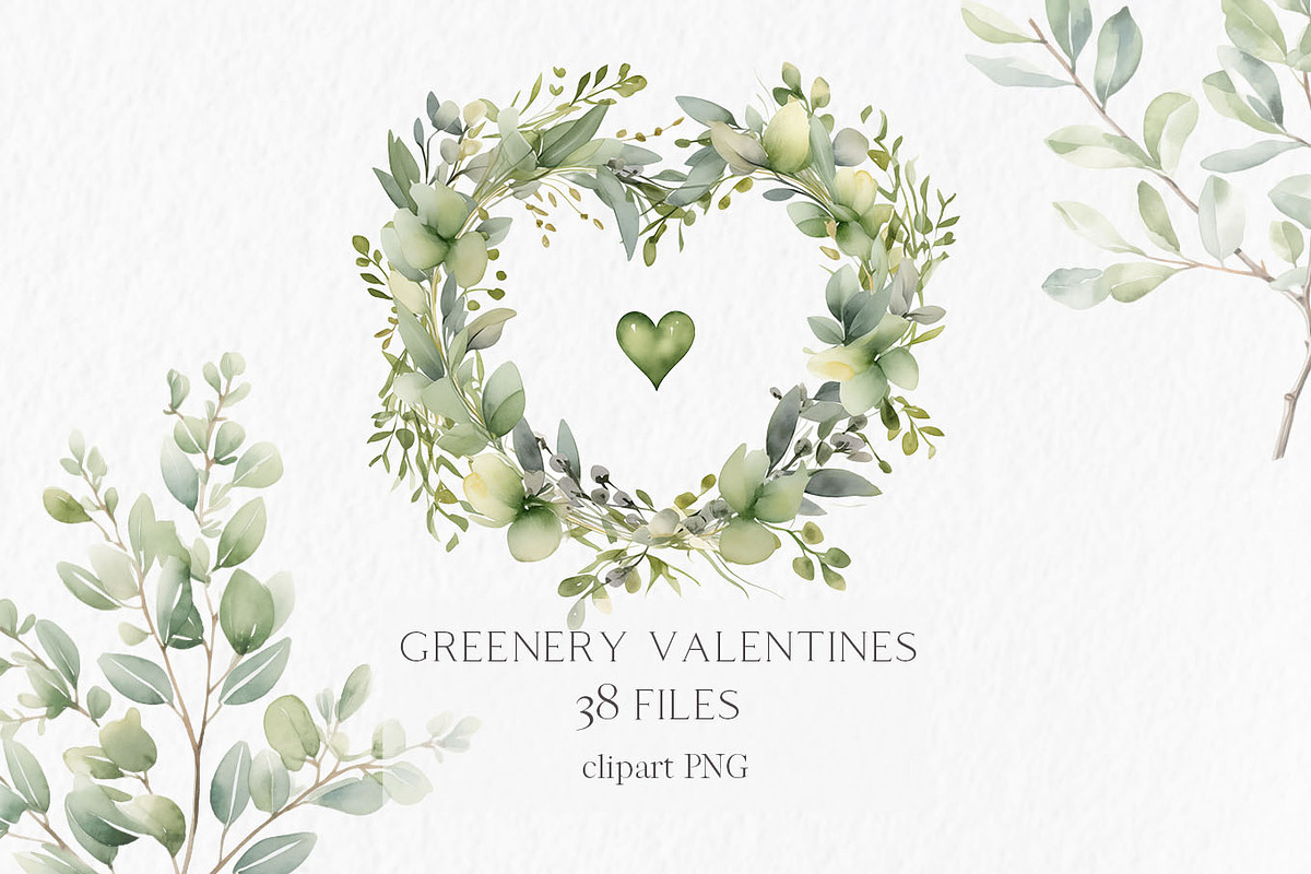 Watercolor greenery clipart, an Object Graphic by MyLittleMeow (Photo 1 of 8)