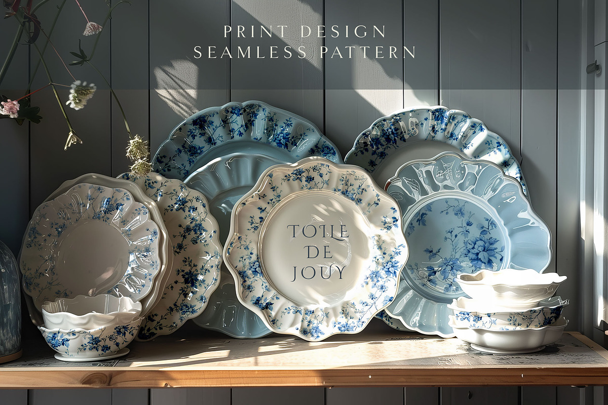 Floral Toile Print Design Patterns, a Pattern Graphic by Olya Creative (Photo 11 of 29)