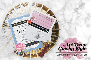 Art Deco Gatsby Wedding Invitation, an Invitation Template by Cordial Punch Press