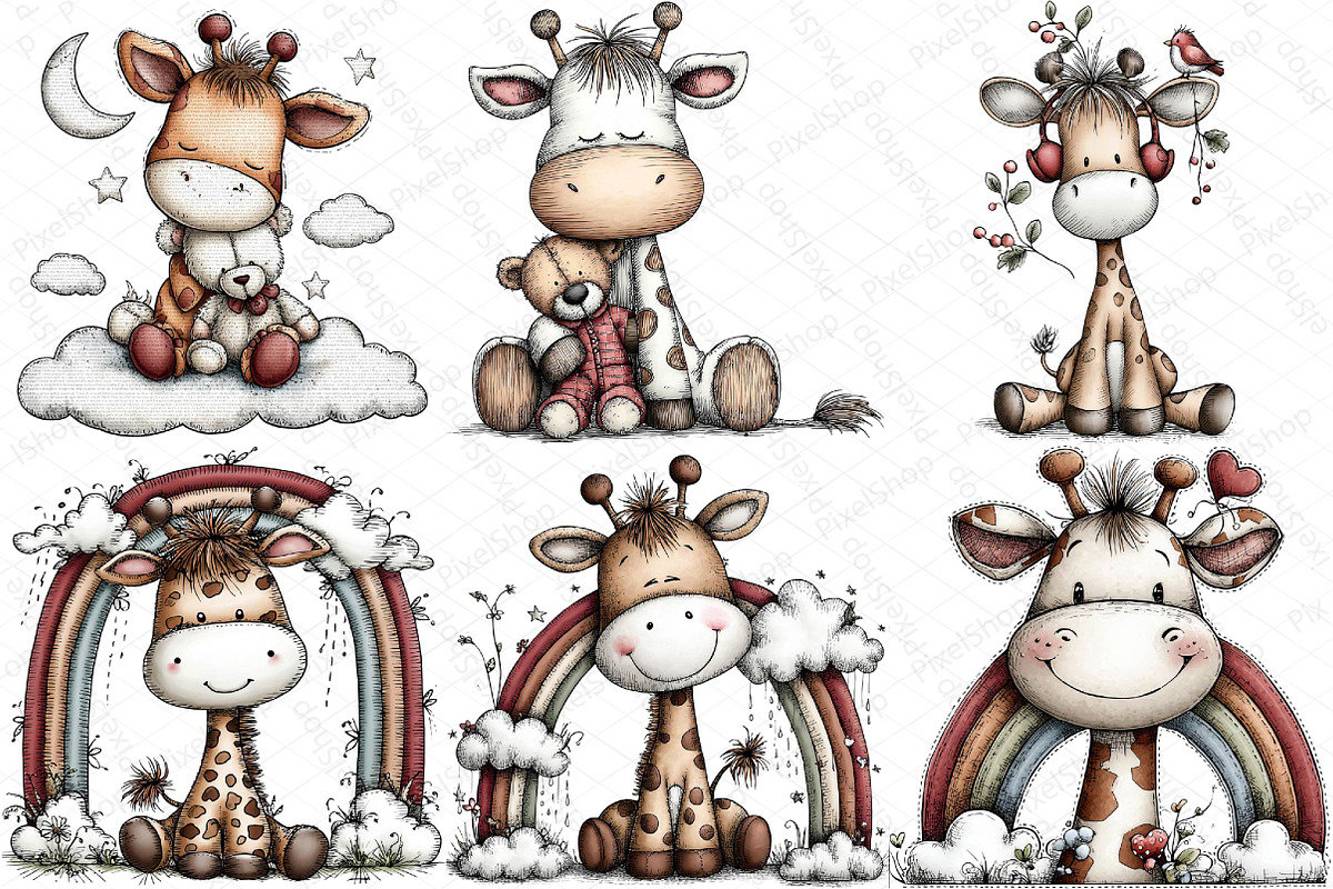 Cute Funny Giraffe - Whimsical Clipa, an Illustration by DreamPrint404 (Photo 4 of 6)