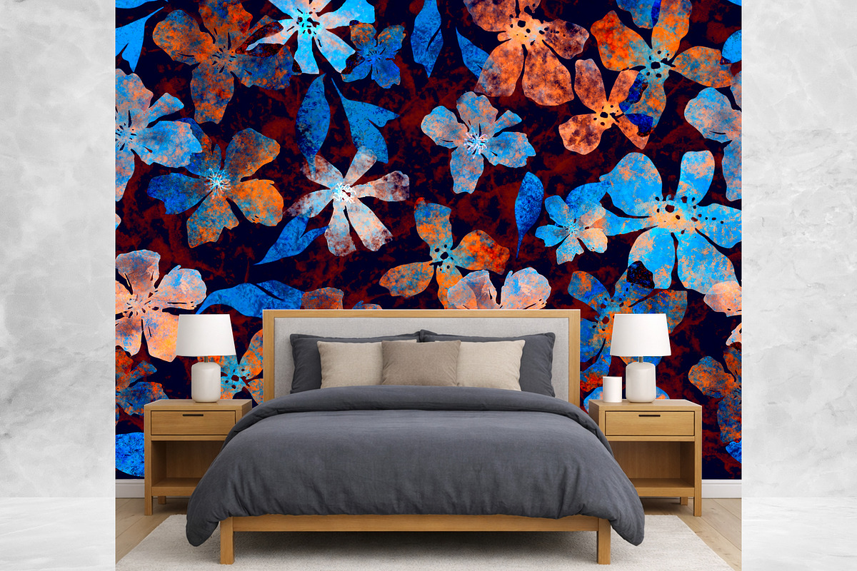 Blue & Orange Floral Pattern, a Pattern Graphic by MartinShop (Photo 7 of 10)