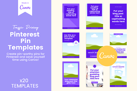 Pinterest Pin Templates Canva - Bold, a Marketing Template by Simply Whyte Design