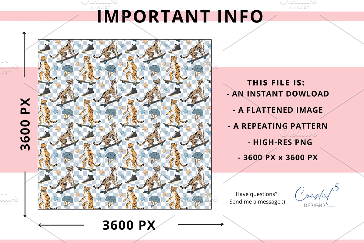 Skateboard Seamless Pattern, a Pattern Graphic by Coastal 5 Designs (Photo 3 of 3)