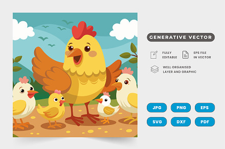 Chicks cheeping around their cluckin