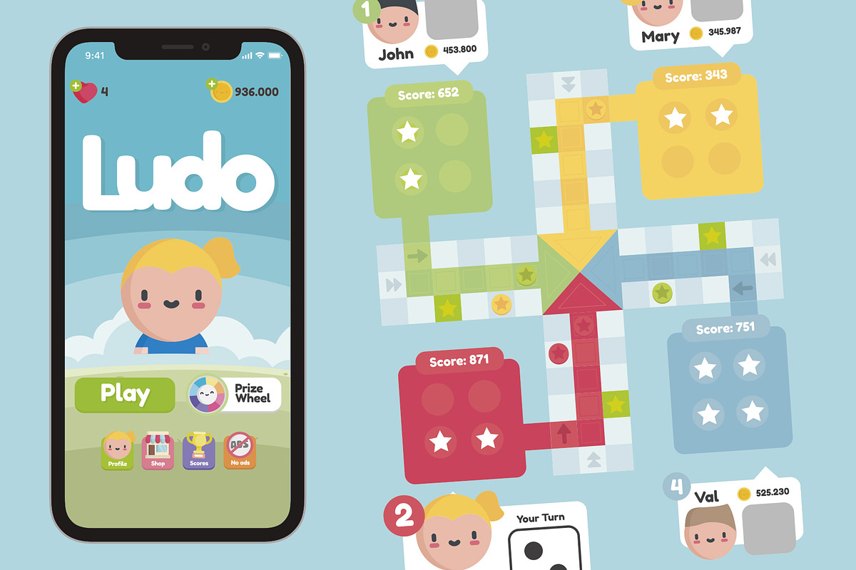 Ludo Game GUI Assets, an Illustration by DeLaGranSiete