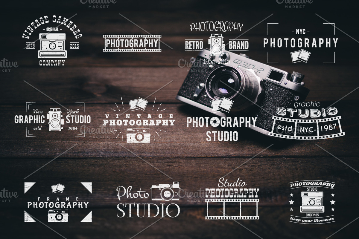 Retro Photography Logo Templates Set, an Object Graphic by JeksonGraphics (Photo 5 of 8)