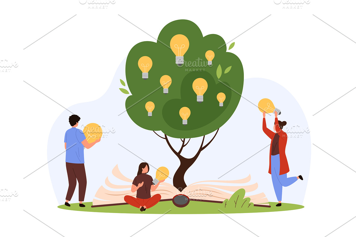 Knowledge tree growing from open, an Education Illustration by Flashvector