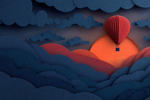 The Hot Air Balloon Papercraft, a Decorative Illustration by Virgo Studio