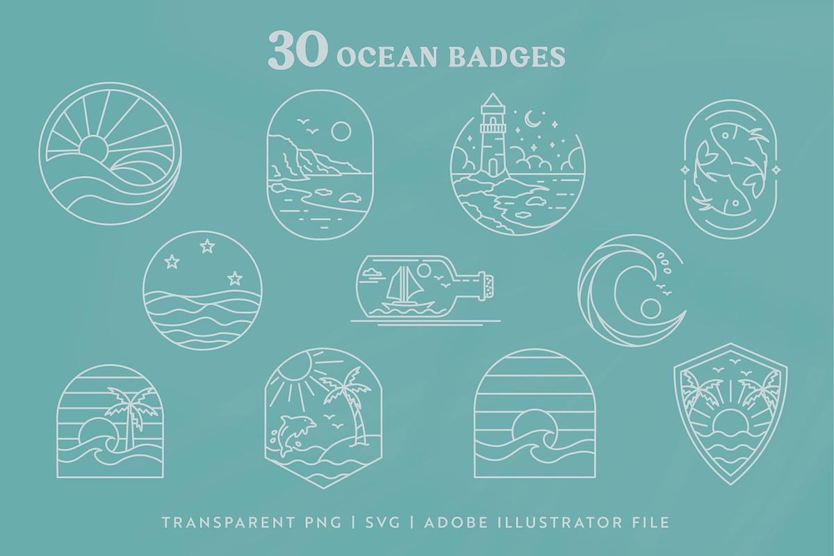 Coastal Line Art Logo Bundle, a Branding & Logo Template by Ellen Carty Design (Photo 3 of 11)