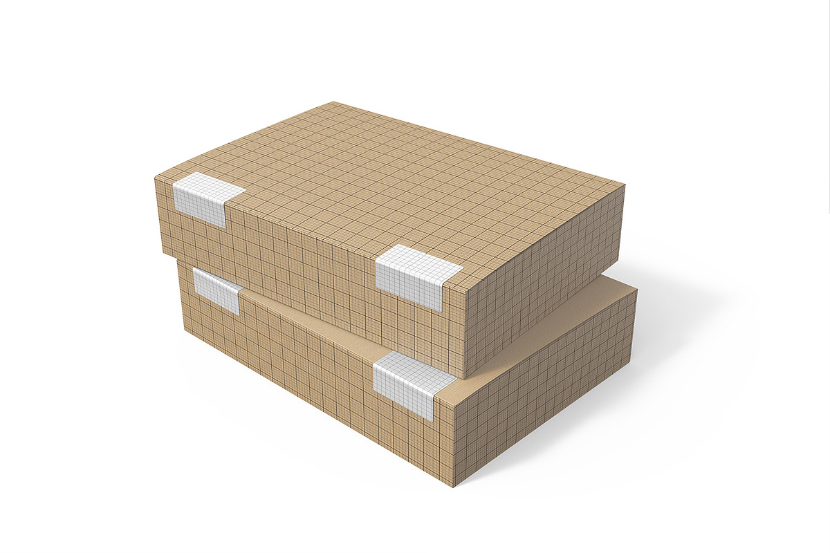 Stack Packaging Cardboard Box Mockup