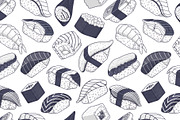 Japanese sushi seamless pattern, a Food Illustration by Yayasya (Thumbnail 1 of 2)