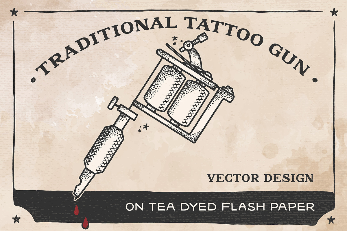 Traditional Tattoo Gun Vector, an Illustration by BAD TASTE