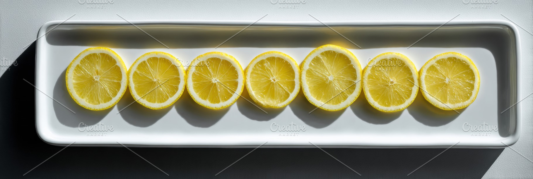 Lemon slices arranged on tray, a Photo by Virgo Studio