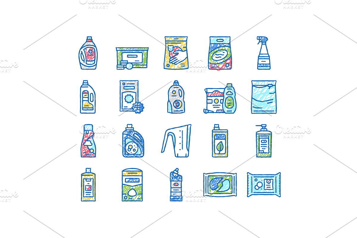 Detergent Organic Laundry Soap Icons, an Object Illustration by pikepicture