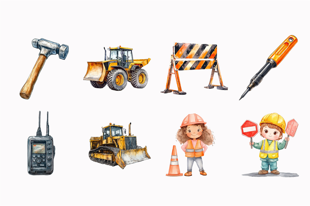 Construction Watercolor Clipart, an Illustration by Design Market (Photo 5 of 5)