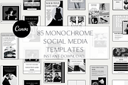 85 Monochrome Social media templates, a Social Media Template by Sian Elizabeth Designs (Thumbnail 1 of 6)