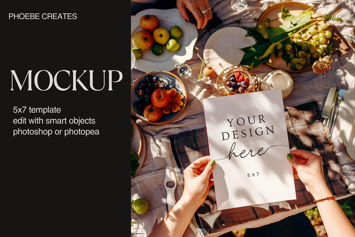 Summer Picnic 5x7 Mockup – PSD, a Mockup by PhoebeCreates (Photo 1 of 5)