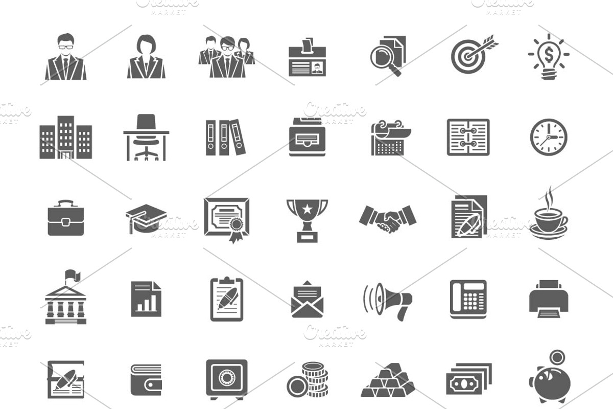 Flat Silhouette Business Icons, a Solid Icon by Vectorikart (Photo 2 of 2)