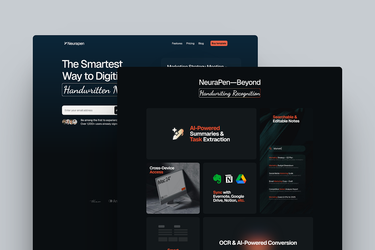Neurapen - A SaaS Framer Template, a Landing Page Template by Kayode Sasona (Photo 2 of 4)