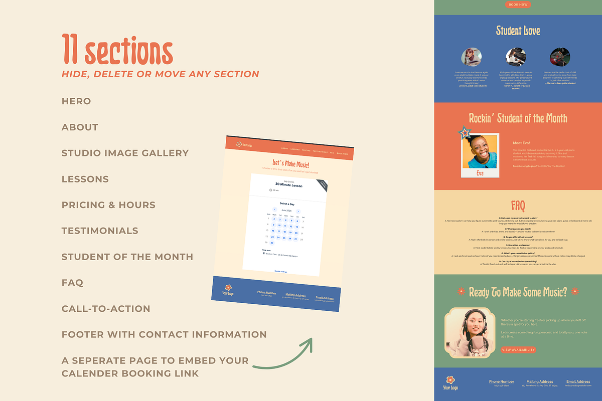 Studio Music Teacher Canva Website, a Templates & Theme by Liseno Designs (Photo 5 of 7)