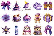 Purples Winter Clipart Bundle, an Illustration by Daily.Designs (Thumbnail 3 of 4)