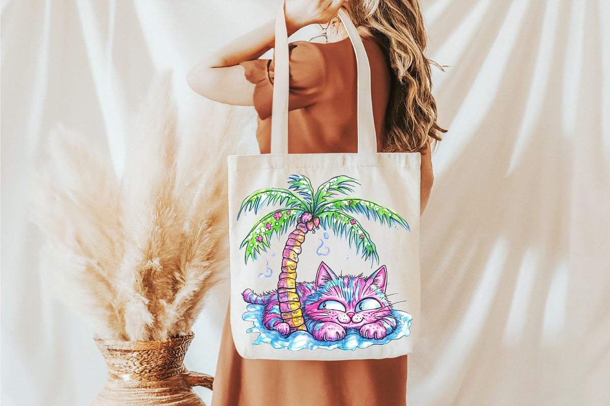 Whimsical Summer Cat Png Clipart, an Illustration by designcity5 (Photo 3 of 5)