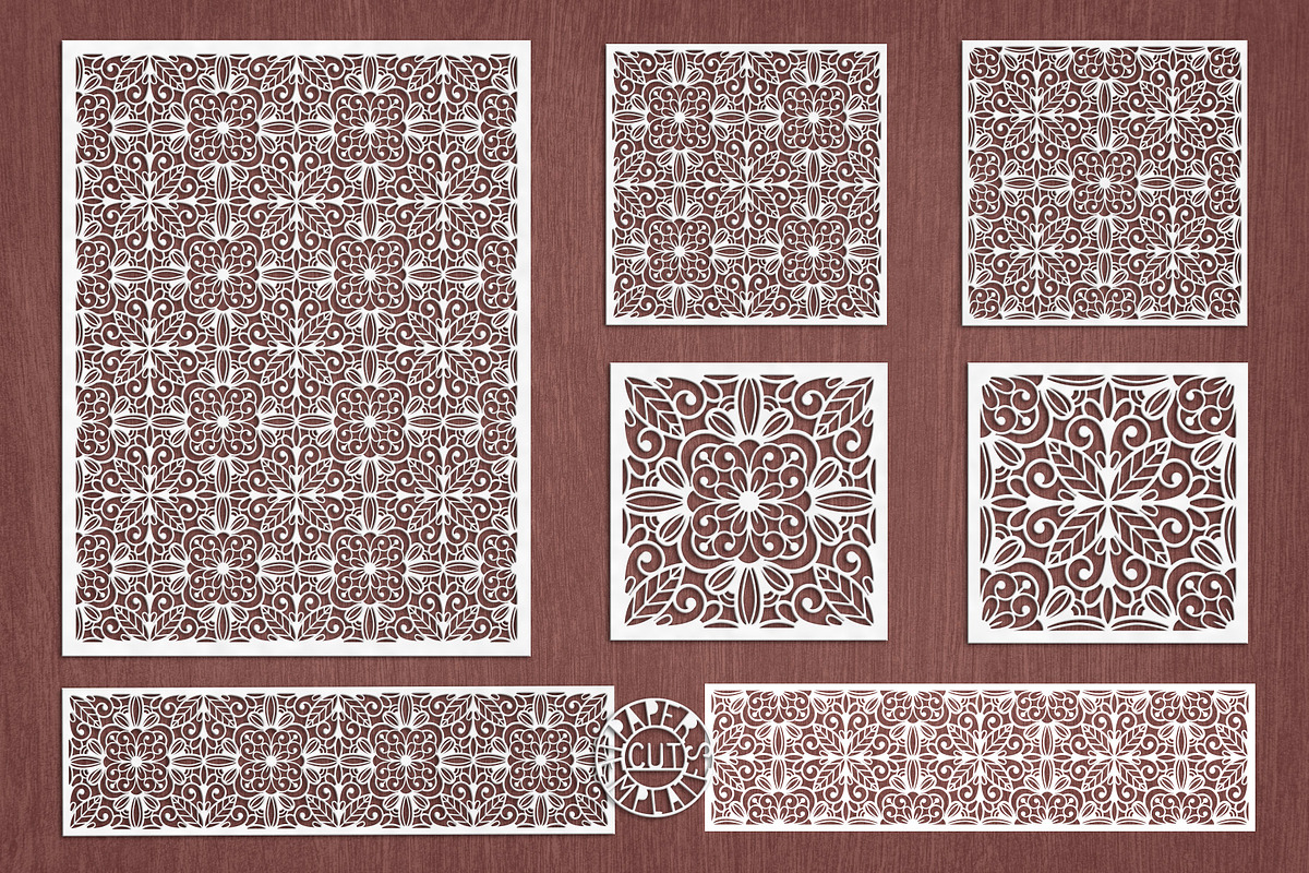 SVG 7 files of Decorative panels., a Pattern Graphic by PaperCutTemplates