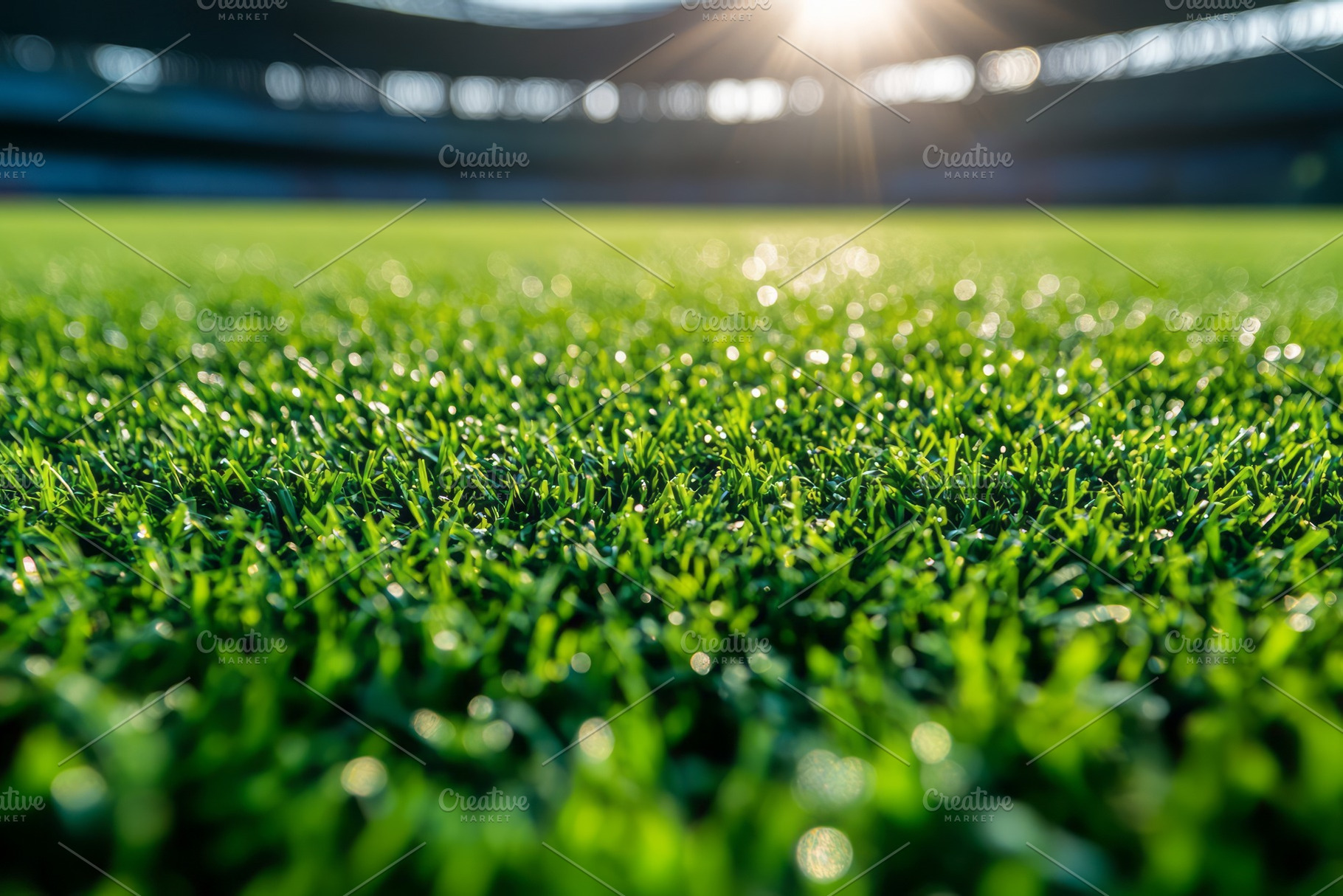 Close-up of bright green artificial turf glistening in sunlight at a sports sta, a Background Photo by ImageMir