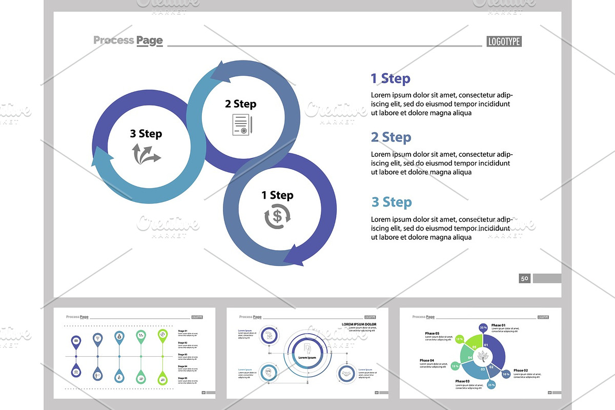 Four Planning Slide Templates Set, a Texture Graphic by SurfsUpVector ...