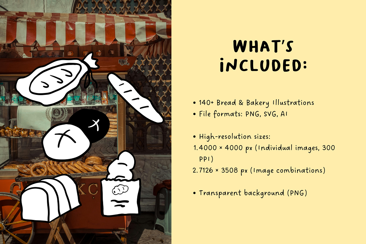 140+ Bread & Bakery Hand-Drawn Set, a Food Illustration by The Journey Atelier (Photo 2 of 20)