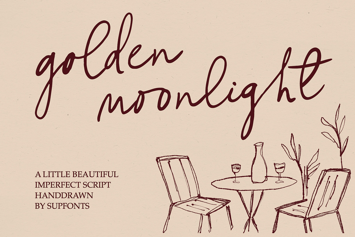Golden Moonlight, a Handwritten Font by supfonts (Photo 1 of 12)