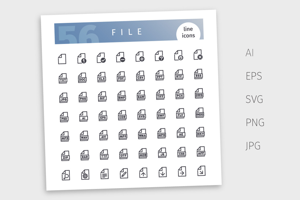 File Line Icons Set, an Outline Icon by Voysla's Shop (Photo 4 of 4)