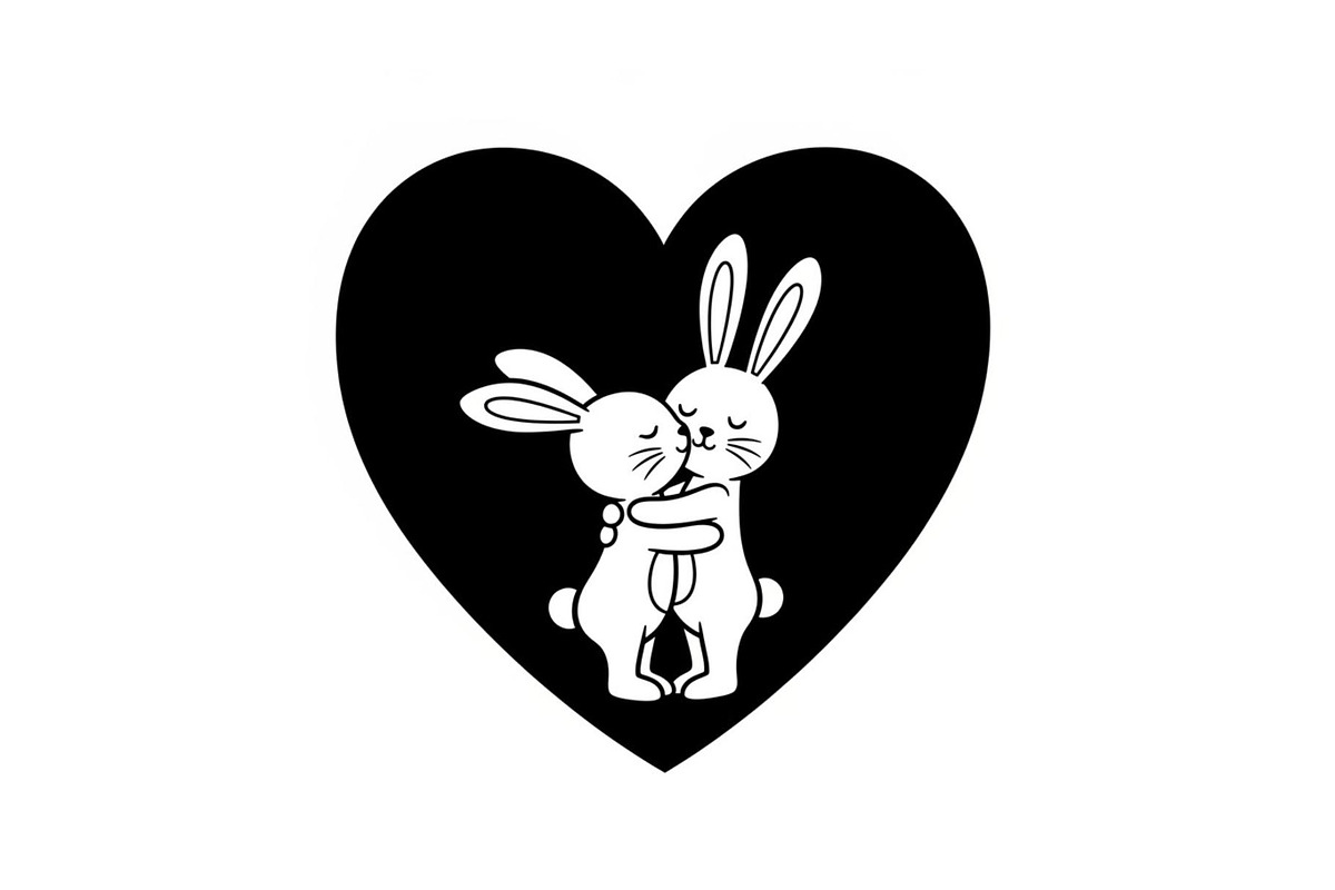 Cute Bunny Love Silhouette Icons, an Illustration by Creativeshirt (Photo 35 of 51)