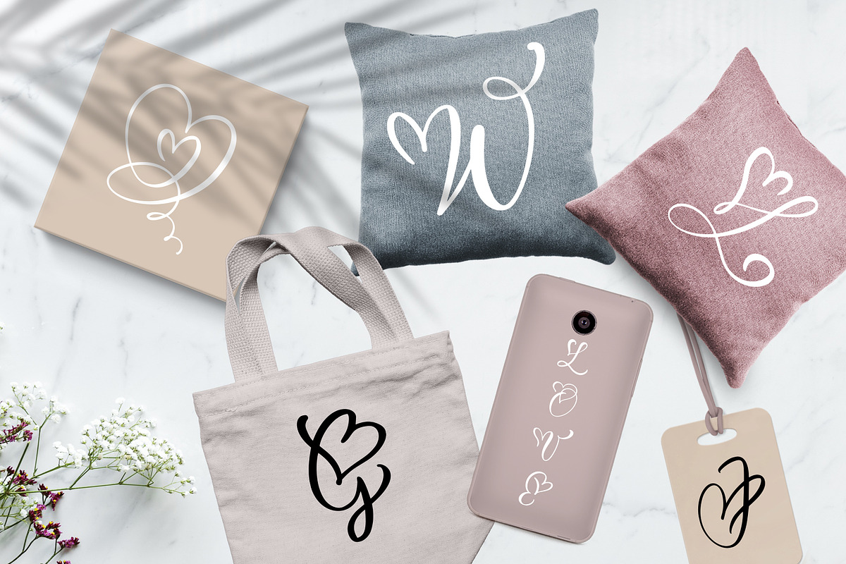 Wedding Heart Monogram Font preview 2