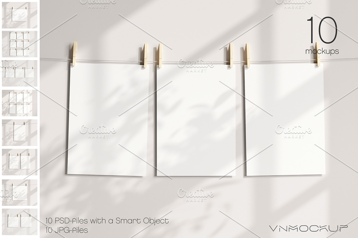 Paper Mockup Bundle - 10 Mockups, a Print Template by VNmockup (Photo 1 of 8)