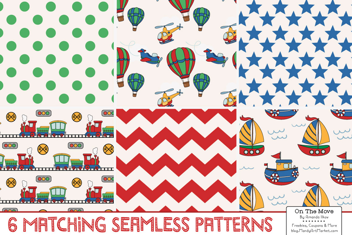 Transportation Clipart & Patterns, a Transportation Illustration by Amanda Ilkov (Photo 3 of 3)