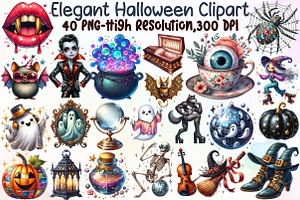 Elegant Halloween Clipart, an Illustration by Sublimation Artist