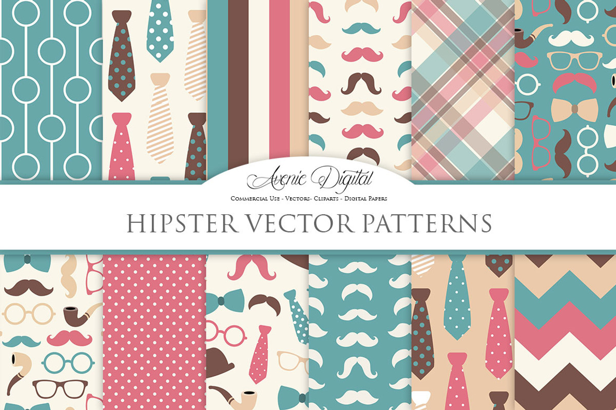 Gentleman - Hipster Digital Papers, a Pattern Graphic by Avenie Digital