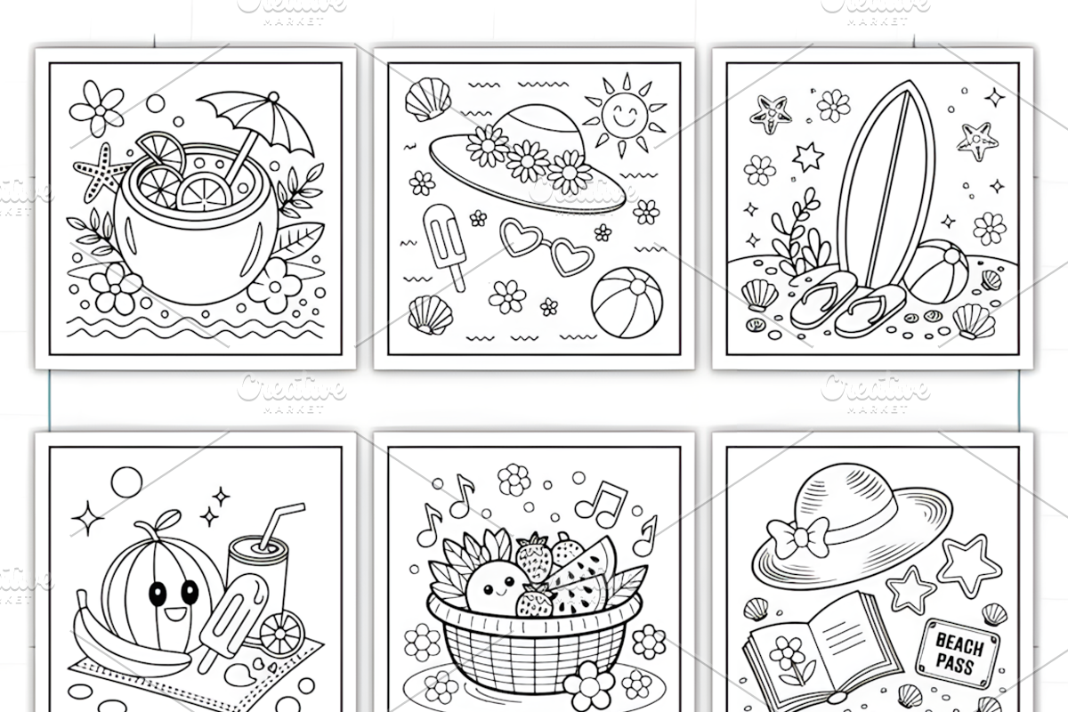 Summer Fun Coloring Book Kids, a Seasonal Illustration by Design Station (Photo 4 of 4)