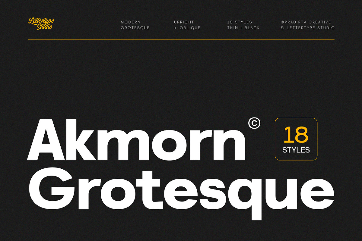 Akmorn Grotesque | Intro 60% OFF, a Sans Serif Font by Lettertype Studio (Photo 1 of 15)