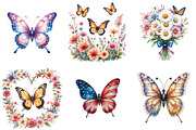 Butterfly Flower USA Flag Graphics, an Illustration by Watercolor design (Thumbnail 2 of 4)