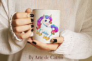 Sparkling Rainbow Unicorns Clipart, an Animal Illustration by ArtedeCatrin (Thumbnail 4 of 6)