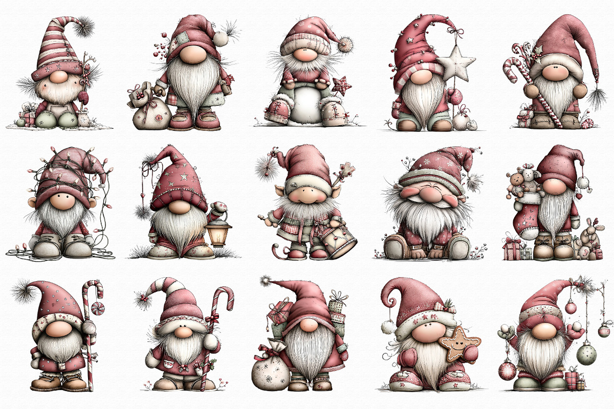 Whimsical Christmas Gnome Clipart, an Illustration by Libby Wishes (Photo 2 of 6)