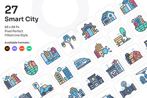 Smart City Icons Set - Filled Line, an Icon by Kmg Design