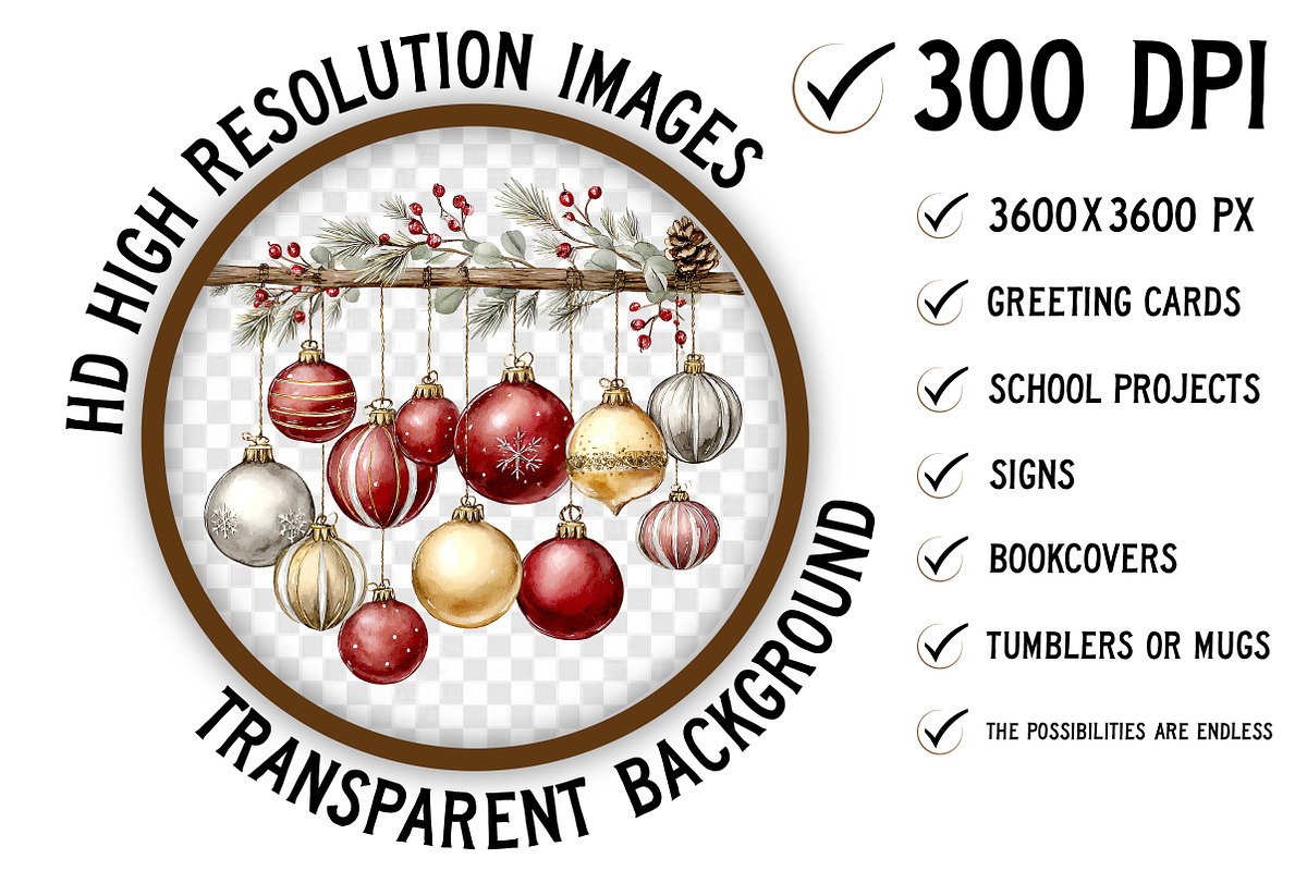 Christmas Decorations Clipart, an Illustration by Craft Nest (Photo 3 of 11)