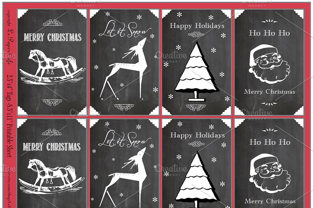 Digital Chalkboard Christmas Tags