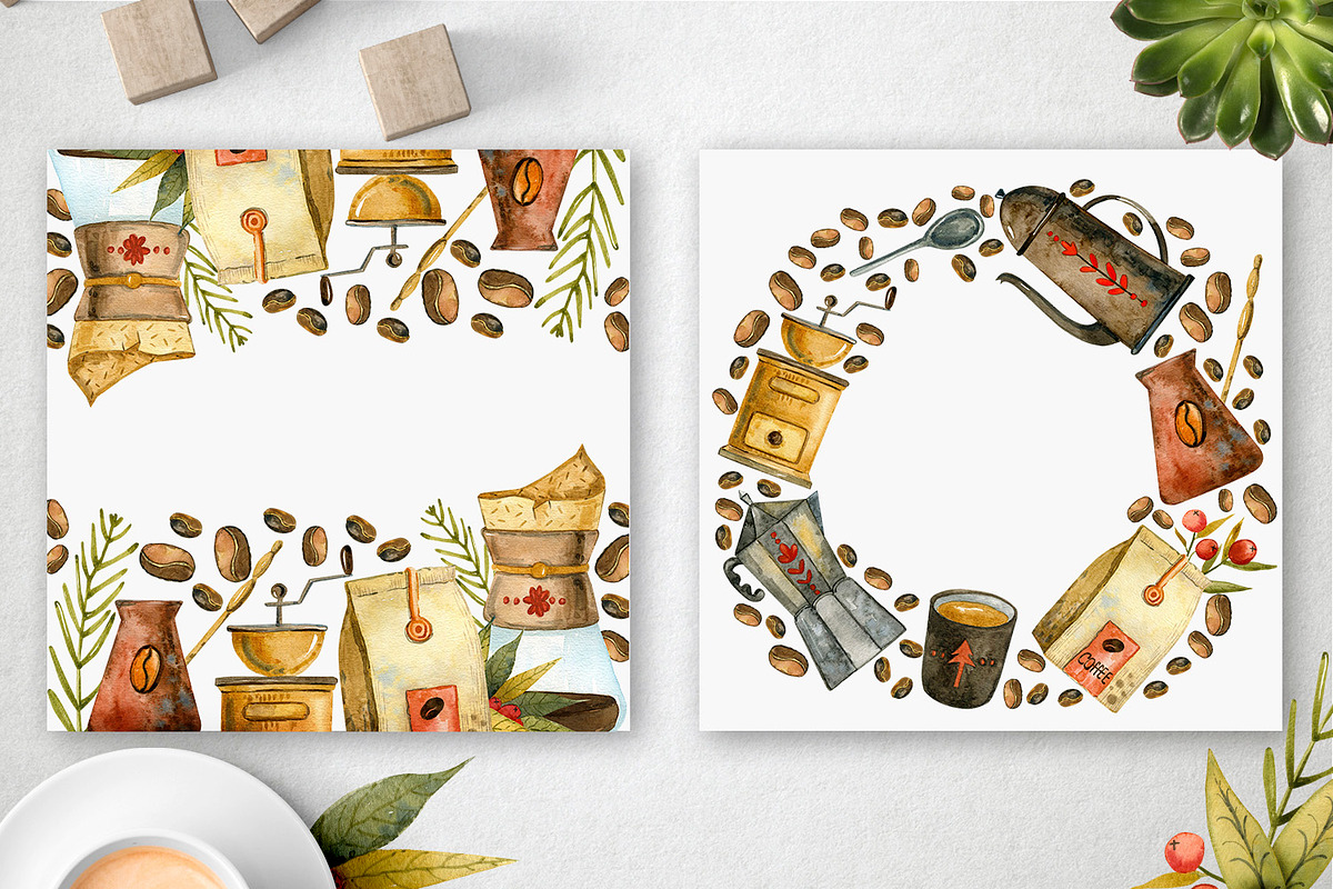 Coffee Illustrations Watercolor, a Texture Illustration by annasokol_ (Photo 5 of 13)