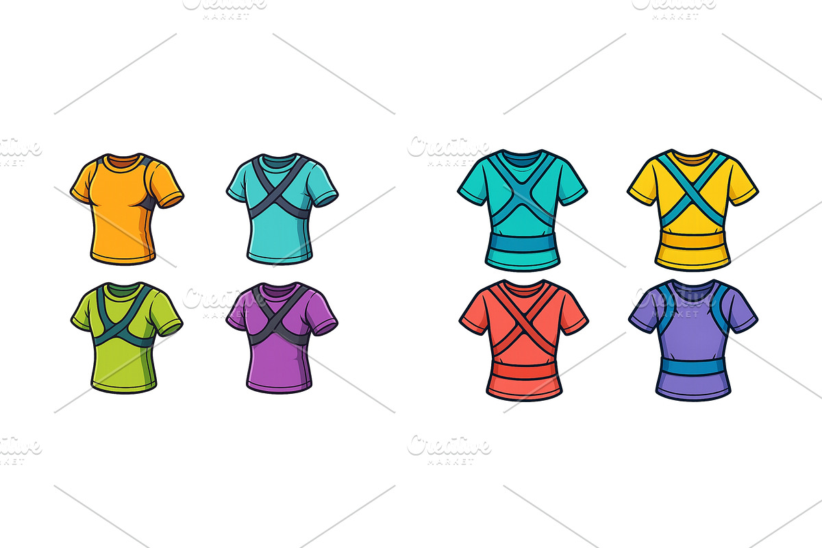 Variety of colorful activewear tops, an Object Illustration by ZinetroN