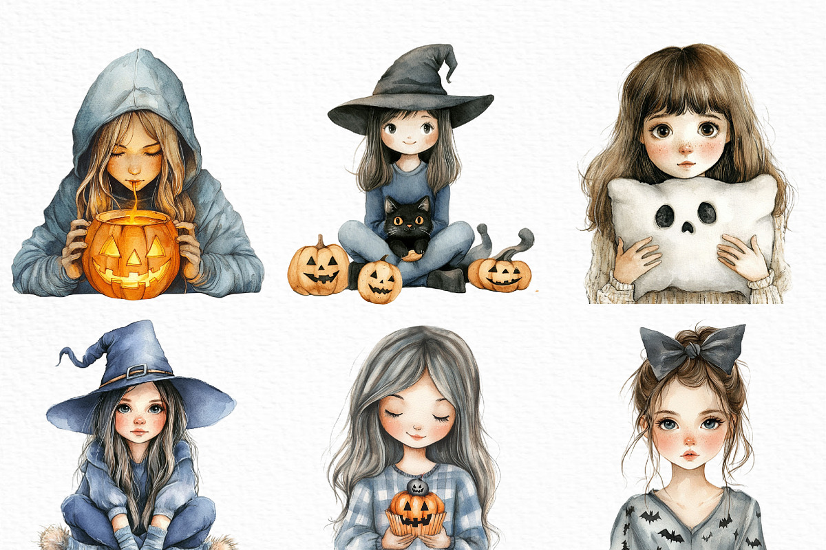 Halloween Movie Night Girl Clipart, an Illustration by Craft Nest (Photo 4 of 6)