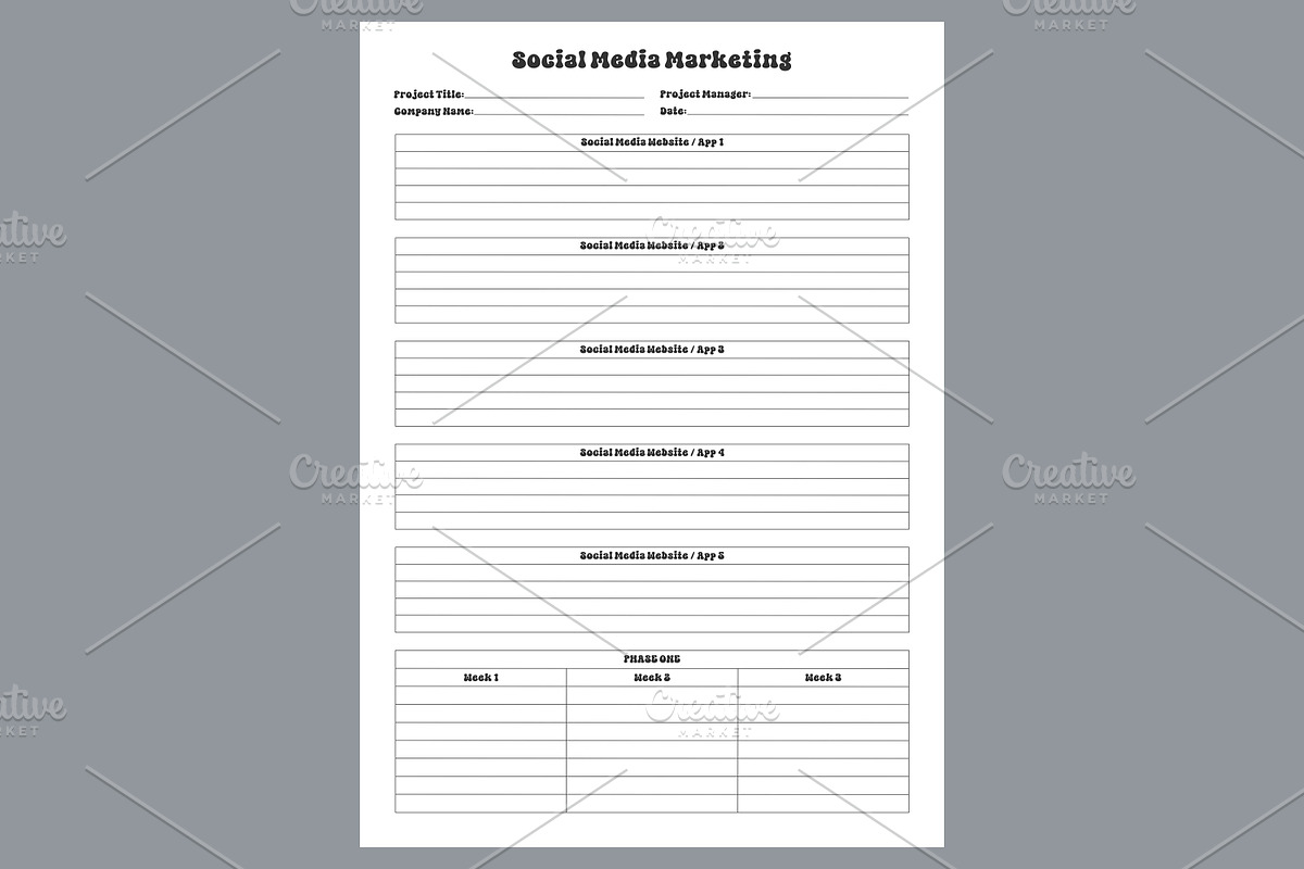 Social Media Marketing Planner Sheet, a Stationery Template by shahsoft (Photo 2 of 4)
